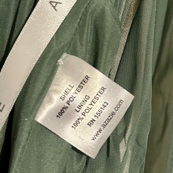 Azazie Sage Green Formal Dress- Size 0 - Elegant Twisted Bodice and High Slit - Picture 9 of 9